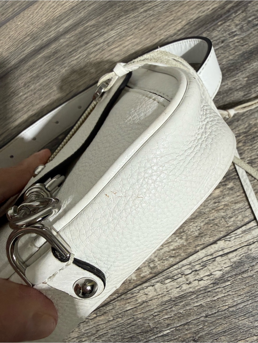 Rebecca Minkoff Pebbled Leather Belt Bag Crossbody Bag-White-Extra Tassels - Picture 6 of 11